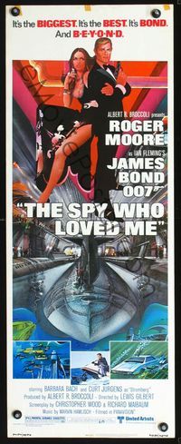 2h456 SPY WHO LOVED ME insert poster '77 cool artwork of Roger Moore as James Bond by Bob Peak!