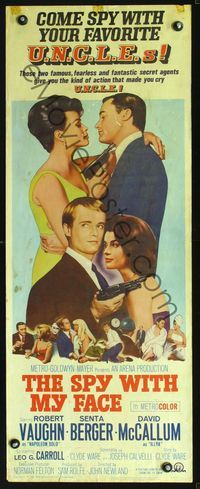 2h457 SPY WITH MY FACE insert movie poster '66 Robert Vaughn, Man from UNCLE, cool different image!