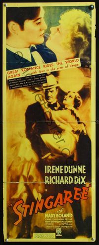 2h463 STINGAREE insert movie poster '34 great romantic artwork of Richard Dix holding Irene Dunne!