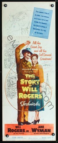 2h464 STORY OF WILL ROGERS insert movie poster '52 Will Rogers Jr. as his father, Jane Wyman