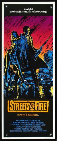 2h465 STREETS OF FIRE insert '84 Walter Hill shows what it is like to be young tonight, cool art!