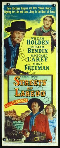 2h466 STREETS OF LAREDO insert '49 William Holden, William Bendix, Macdonald Carey, Mona Freeman