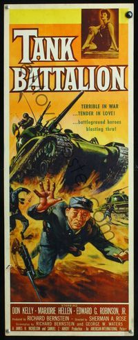 2h485 TANK BATTALION insert poster '57 cool artwork of Korean War battleground heroes blasting thru!