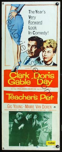 2h487 TEACHER'S PET insert movie poster '58 Doris Day, Clark Gable, sexy Mamie Van Doren!