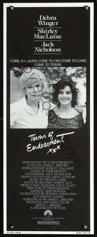 2h492 TERMS OF ENDEARMENT insert movie poster '83 great close up of Shirley MacLaine & Debra Winger!