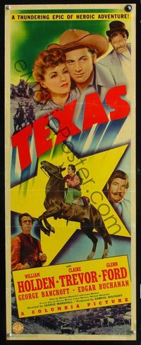2h494 TEXAS insert movie poster '41 William Holden, Claire Trevor, Glenn Ford, cool image!