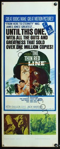 2h500 THIN RED LINE insert movie poster '64 James Jones, Kier Dullea, from the novel by James Jones!