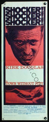 2h516 TOWN WITHOUT PITY insert '61 wild intense art of Kirk Douglas, plus sexy Christine Kaufmann!