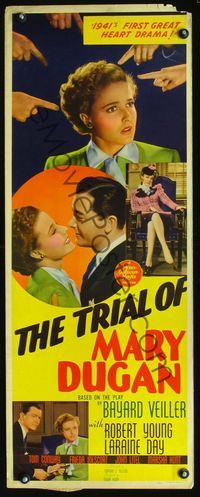 2h519 TRIAL OF MARY DUGAN insert poster '41 Robert Young, all fingers point to sexy Laraine Day!