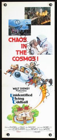 2h527 UNIDENTIFIED FLYING ODDBALL insert movie poster '79 wacky Disney sci-fi, chaos in the cosmos!