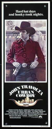 2h528 URBAN COWBOY insert movie poster '80 great image of John Travolta in cowboy hat at bar!