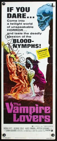 2h529 VAMPIRE LOVERS insert movie poster '70 Hammer, taste the deadly passion of the blood-nymphs!
