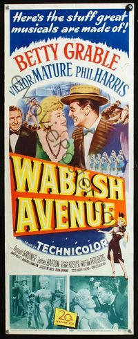 2h531 WABASH AVENUE insert '50 artwork of sexy dancer Betty Grable, Victor Mature & Phil Harris