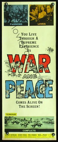 2h534 WAR & PEACE insert movie poster R63 Audrey Hepburn, Henry Fonda, Mel Ferrer, Leo Tolstoy epic!