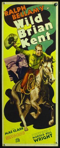 2h543 WILD BRIAN KENT insert poster '36 wonderful art of Ralph Bellamy on horse, Harold Bell Wright