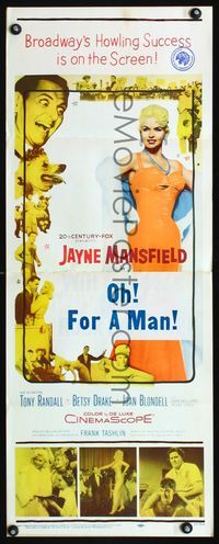 2h547 WILL SUCCESS SPOIL ROCK HUNTER insert poster '57 super sexy Jayne Mansfield, Oh For a Man!