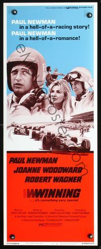 2h549 WINNING insert poster R73 Paul Newman, Joanne Woodward, cool different Indy car racing image!