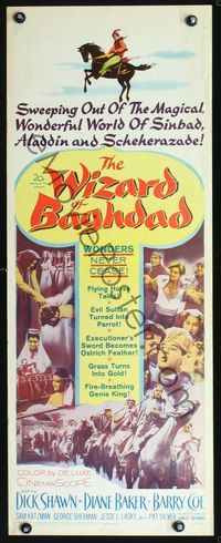 2h551 WIZARD OF BAGHDAD insert movie poster '60 great image of Dick Shawn in sexy Arabian harem!