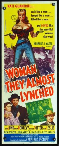 2h552 WOMAN THEY ALMOST LYNCHED insert R57 great art of super sexy female gunfighter Audrey Totter!