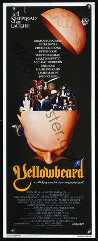 2h556 YELLOWBEARD insert movie poster '83 Monty Python & Cheech & Chong are pirates!
