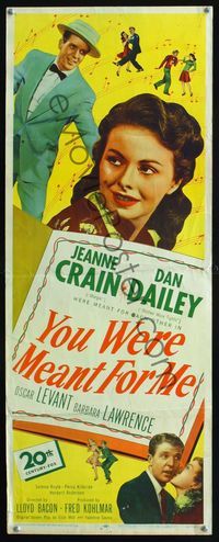 2h557 YOU WERE MEANT FOR ME insert movie poster '48 Dan Dailey, close up of pretty Jeanne Crain!