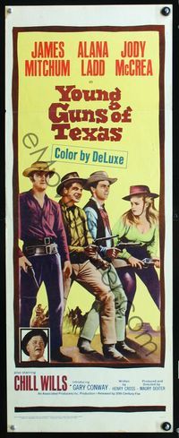 2h558 YOUNG GUNS OF TEXAS insert poster '63 teen cowboys James Mitchum, Alana Ladd & Jody McCrea!