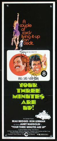 2h561 YOUR 3 MINUTES ARE UP insert '73 art of Beau Bridges, Ron Leibman & sexy Janet Margolin!