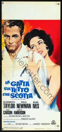 2h590 CAT ON A HOT TIN ROOF Italian locandina poster R66 classic image of Paul Newman and LizTaylor!
