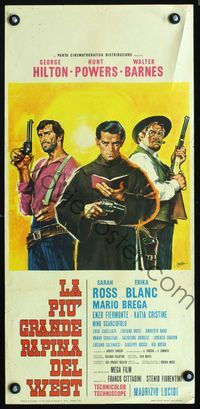2h634 HALLELUJA FOR DJANGO Italian locandina '67 cool art of cowboys & priest with gun by Symeoni!