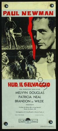 2h645 HUD Italian locandina '63 Paul Newman is the man with the barbed wire soul, Ritt classic!