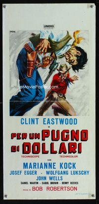 2h613 FISTFUL OF DOLLARS Italian locandina movie poster '64 Clint Eastwood, Symeoni art!