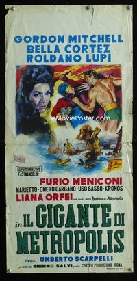 2h623 GIANT OF METROPOLIS Italian locandina poster '61 lost city of Atlantis, Umberto Scarpelli