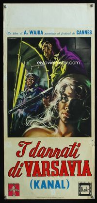 2h653 KANAL Italian locandina movie poster '58 Andrzej Wajda, World War II, dark Symeoni art!