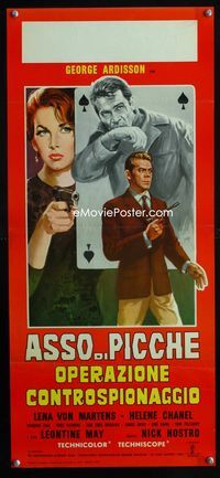 2h683 OPERATION COUNTERSPY Italian locandina '66 Lena von Martens, Mos art of 4 of spades w/spies!