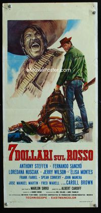 2h705 SEVEN DOLLARS TO KILL Italian locandina poster '66 Sette dollari sul rosso, cool Casaro art!