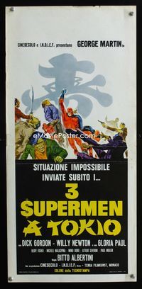 2h719 TRE SUPERMEN A TOKIO Italian locandina movie poster '68 Bitto Albertini, Italian superheroes!