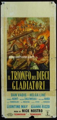 2h647 IL TRIONFO DEI DIECI GLADIATORI Italian locandina '64 cool artwork of gladiators by Mos!