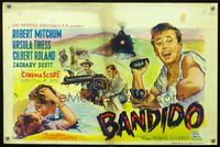 2j082 BANDIDO Belgian movie poster '56 different art of Robert Mitchum throwing grenade by Wik!