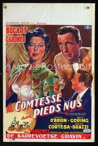 2j084 BAREFOOT CONTESSA Belgian poster '54 different art of Humphrey Bogart & sexy Ava Gardner!