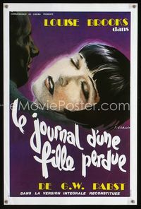 2j130 DIARY OF A LOST GIRL French poster R80s cool different art of Louise Brooks by F. Gaborit!