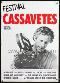 2j142 FESTIVAL CASSAVETES Belgian poster '80s great close up of John Cassavetes with movie camera!