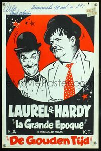 2j161 GOLDEN AGE OF COMEDY Belgian poster '58 cool different artwork of Stan Laurel & Oliver Hardy!