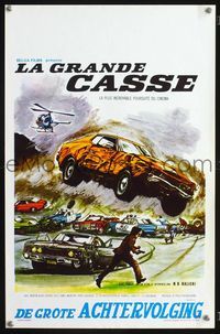 2j162 GONE IN 60 SECONDS Belgian movie poster '74 cool different car chase artwork!