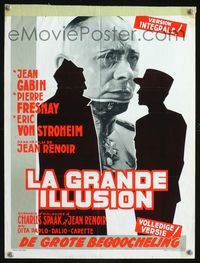 2j166 GRAND ILLUSION Belgian movie poster R50s Jean Renoir anti-war classic, Erich von Stroheim