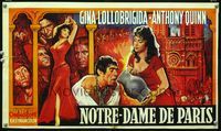 2j177 HUNCHBACK OF NOTRE DAME Belgian '57 cool different art of Anthony Quinn & Gina Lollobrigida!