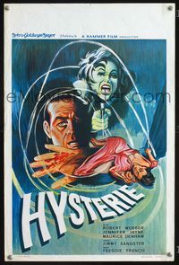 2j179 HYSTERIA Belgian movie poster '65 Robert Webber, Hammer horror, cool different artwork!