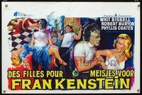 2j182 I WAS A TEENAGE FRANKENSTEIN Belgian poster '57 AIP horror, really great different horror art!