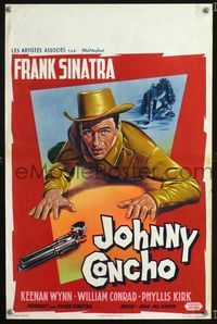 2j186 JOHNNY CONCHO Belgian movie poster '56 art of that smoldering Frank Sinatra reaching for gun!