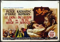 2j202 LION IN WINTER Belgian poster '68 Katharine Hepburn, Peter O'Toole, cool different art by Ray!