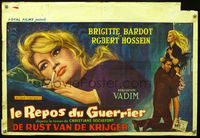 2j207 LOVE ON A PILLOW Belgian movie poster '62 best close up art of sexy smoking Brigitte Bardot!